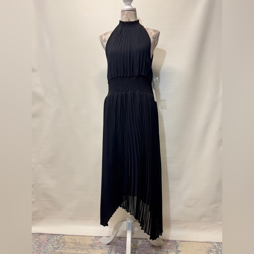 1 STATE‎ Black halter neck pleated skirt midi dress size S. - Picture 11 of 16